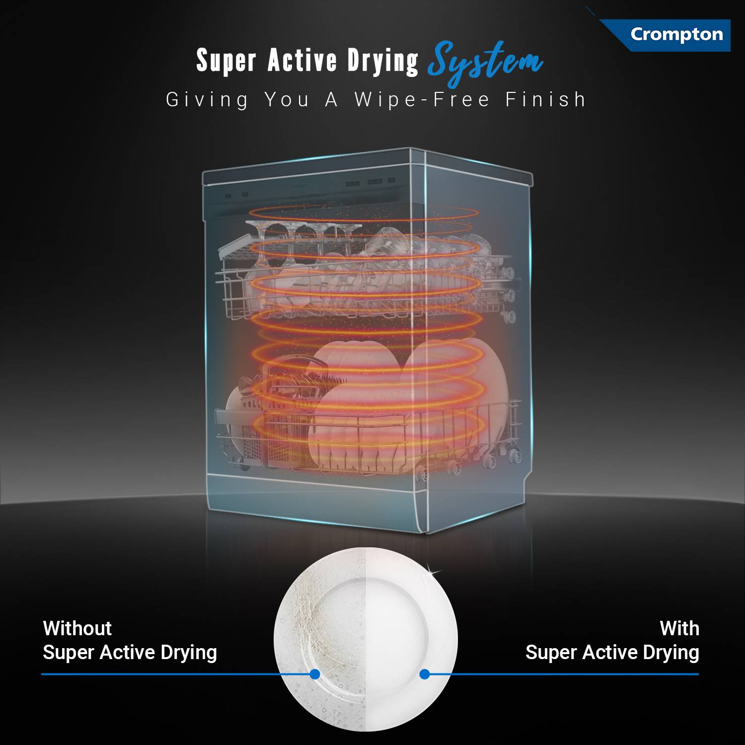 Crompton Crompton FS-DWVOA13PS-ENT Free Standing 13 Place Settings Dishwasher - Image 4