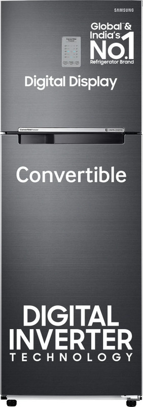 Samsung 256 L Frost Free Double Door 3 Star Convertible Refrigerator with Digital Inverter and Display(Luxe Black, RT30C3733BX/HL)