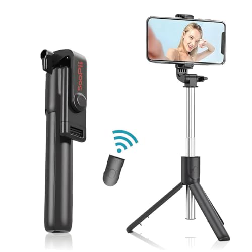 SOOPII 3-in-1 Selfie Stick with Bluetooth Remote, Foldable Tripod Stand, Compact & Extendable Upto 70 cm / 27.5 inches Mobile Stand Holder for iPhone and Android Devices - Image 3