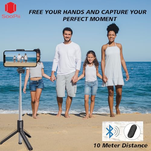 SOOPII 3-in-1 Selfie Stick with Bluetooth Remote, Foldable Tripod Stand, Compact & Extendable Upto 70 cm / 27.5 inches Mobile Stand Holder for iPhone and Android Devices - Image 7