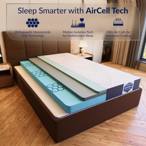 SleepyHug AirCell Ortho Luxe Plus 5 inch Orthopedic Mattress, CoolFlow Memory Foam Mattress with Honeycomb Grid, Perfect for Double Bed, for Back Pain Relief, Firm Yet Soft, Removable Cover (75x48x5) - Image 2