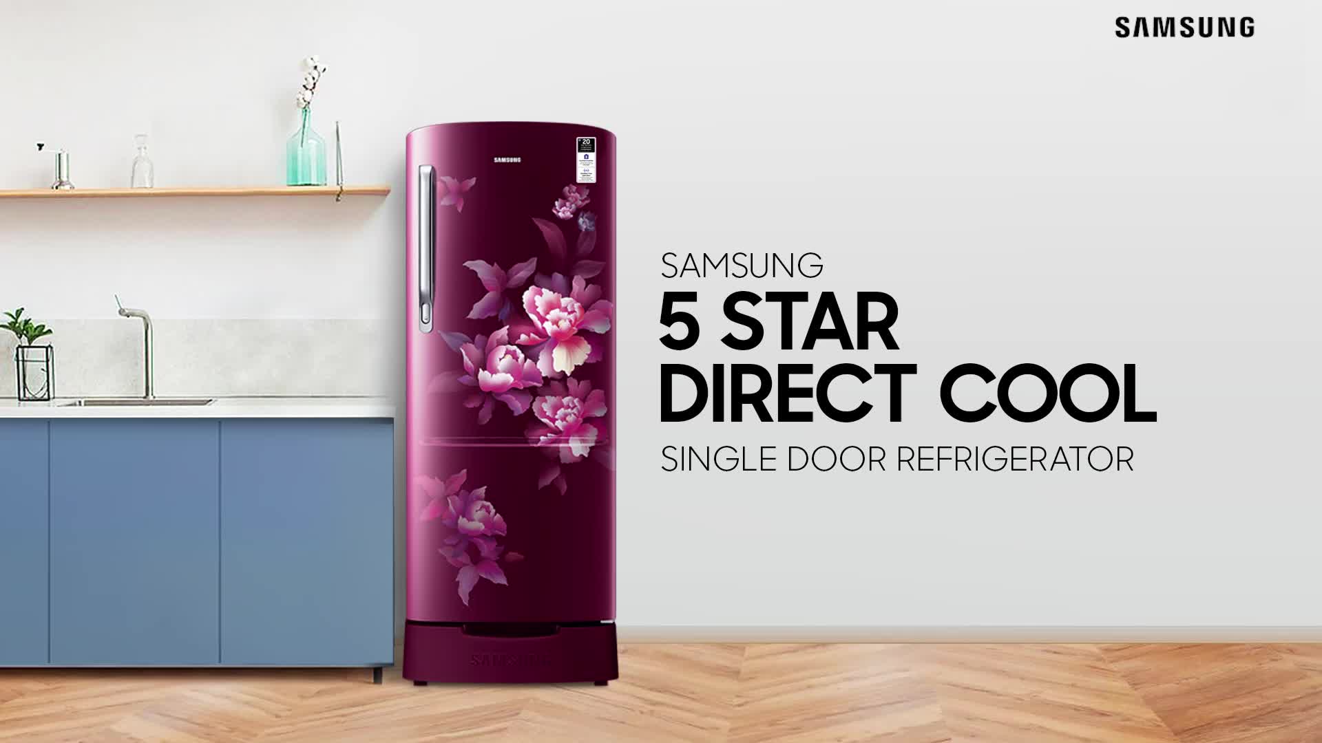 Samsung 183 L, 5 Star, Digital Inverter, Direct-Cool Single Door Refrigerator (RR20D2825HN/NL, Himalaya Poppy Red, Base Stand Drawer) - Image 2