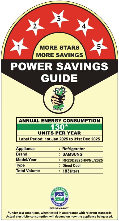 Samsung 183 L, 5 Star, Digital Inverter, Direct-Cool Single Door Refrigerator (RR20D2825HN/NL, Himalaya Poppy Red, Base Stand Drawer) - Image 7