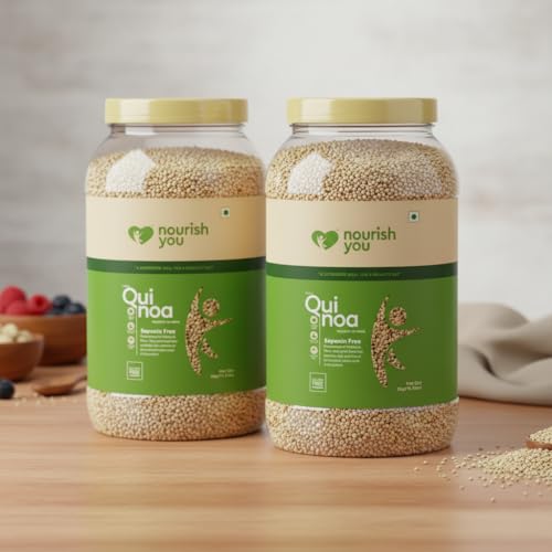 Nourish You Premium White Quinoa 2 kg + 2 kg Value Pack | Gluten-Free & Saponin-Free | High Protein & Fibre | 101% Wholegrain Certified Grain | Diet Food for Weight Management