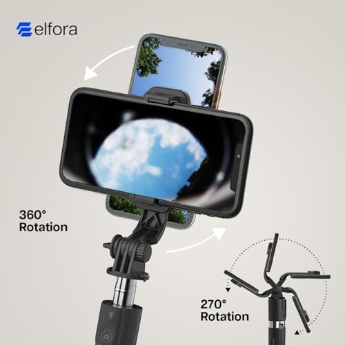 Elfora Bluetooth Selfie Stick Tripod Stand with 360 Degree Adjustable Compatible for iPhone and Android Smartphones, Perfect for Capturing Stunning Photos, Vlog and Photoshoot 90cm (Black) - Image 7