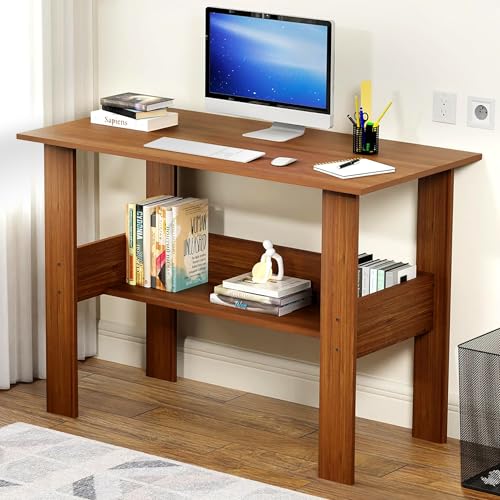 Lukzer Engineered Wood Computer Desk with One Tier Shelves | ST-004/Oak Brown | Laptop Study Table for Office Home Workstation Writing Modern Desk (90 x 50 x 75 cm) - Image 7
