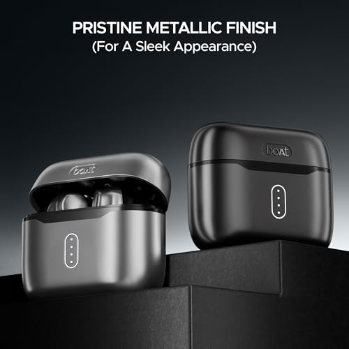 Boat Airdopes 141 Pro Buds, 13mm Drivers, Metallic Finish, 60HRS Battery, 4Mics ENx, Fast Charge, IPX5, v5.3 Bluetooth TWS in Ear Earbuds Wireless Earphones with mic (Surfer Silver) - Image 7