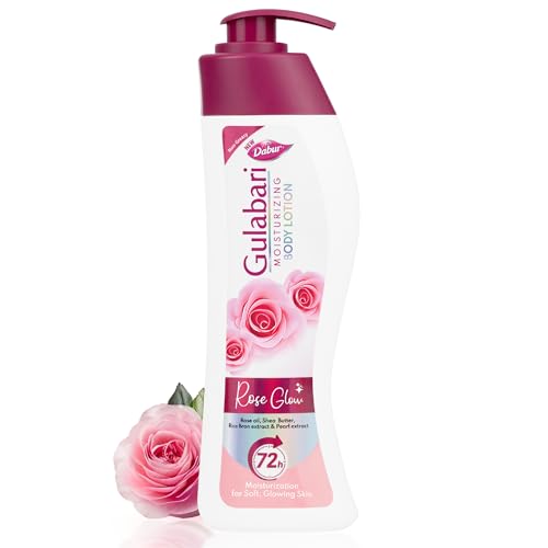 Dabur Gulabari Moisturizing Body Lotion – 400 ml | For Men & Women | Dry Skin Care | With 100% Organic Rose Oil & Shea Butter | Dermatologically Tested | Paraben Free | 72 Hour Moisturisation