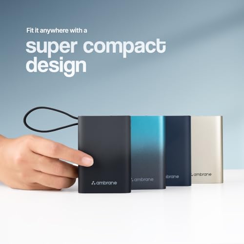 Ambrane 20000mAh Pocket Compact Power Bank with Built-in Type-C Cable | 22.5W Fast Charge PD & USB Output | Dual Device Charging | Portable Charger for iPhone & Android Phones & Other Devices (Blue) - Image 7