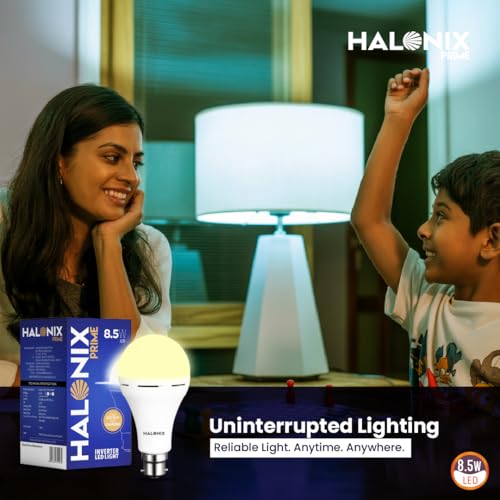 Halonix 8.5W Rechargeable Emergency Inverter LED Bulb | Emergency Light | Upto 4 Hours Battery | B22D | 1 Year - Warranty (Pack of 1, Warm Yellow) - Image 3
