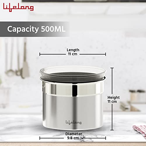 Lifelong Kitchen Storage Canisters (Set of 4) |See through lid | 500 ml each | LLCAN04 - Image 3