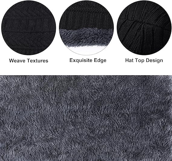 Fitness Mantra® Beanie Cap & Muffler for Men & Women| Beanie Cap| Woolen Topaa| Winter Cap| Head & Neck Warmer| Black Color| 1 Set| - Image 4
