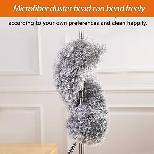 Microfiber Feather Duster Bendable & Extendable Fan Cleaning Duster with 100 inches Expandable Pole Handle Washable Duster for High Ceiling Fans,Window Blinds, Furniture (Standard) - Image 3
