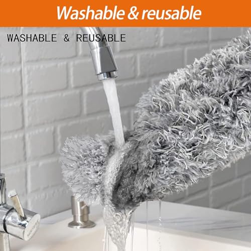 Microfiber Feather Duster Bendable & Extendable Fan Cleaning Duster with 100 inches Expandable Pole Handle Washable Duster for High Ceiling Fans,Window Blinds, Furniture (Standard) - Image 4