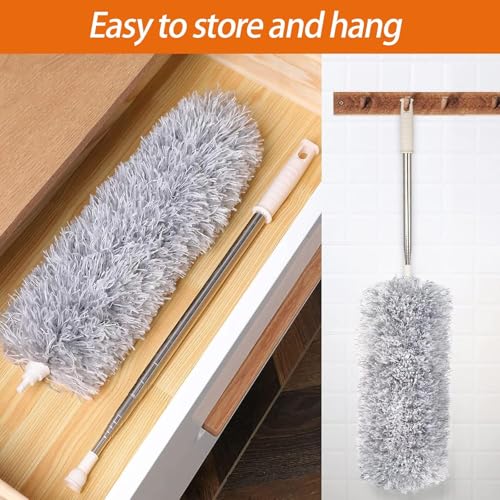Microfiber Feather Duster Bendable & Extendable Fan Cleaning Duster with 100 inches Expandable Pole Handle Washable Duster for High Ceiling Fans,Window Blinds, Furniture (Standard) - Image 5