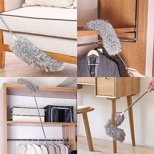 Microfiber Feather Duster Bendable & Extendable Fan Cleaning Duster with 100 inches Expandable Pole Handle Washable Duster for High Ceiling Fans,Window Blinds, Furniture (Standard) - Image 6