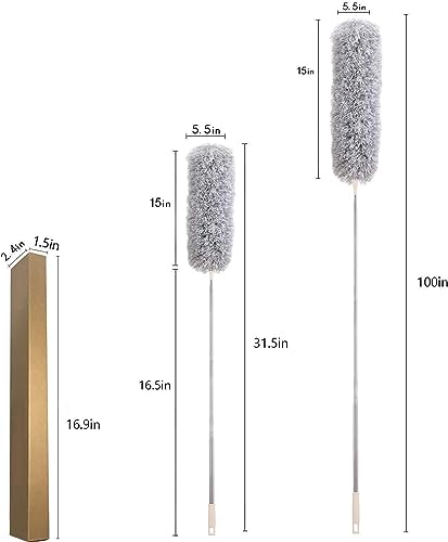 Microfiber Feather Duster Bendable & Extendable Fan Cleaning Duster with 100 inches Expandable Pole Handle Washable Duster for High Ceiling Fans,Window Blinds, Furniture (Standard) - Image 7