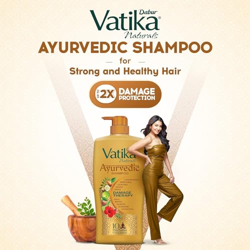Dabur Vatika Ayurvedic Shampoo - 1 L | For Strong & Healthy Hair | No Parabens | For All Hair Types | Power of Dus Poshan for 10 Hair Problems - Image 3