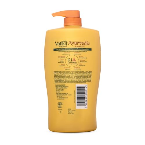 Dabur Vatika Ayurvedic Shampoo - 1 L | For Strong & Healthy Hair | No Parabens | For All Hair Types | Power of Dus Poshan for 10 Hair Problems - Image 7