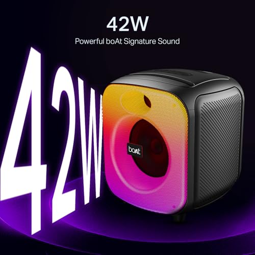 Boat 2025 Launch, PartyPal 65 Pro, 42W Signature Sound, Wireless Karaoke Mic, 8H Battery,RGB LEDs, TWS, Bass Boost, Multi Port, Bluetooth Speaker, Wireless Speaker, Portable Speaker (Premium Black) - Image 3