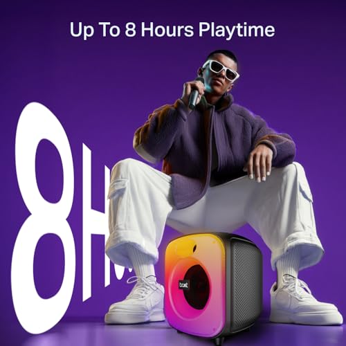 Boat 2025 Launch, PartyPal 65 Pro, 42W Signature Sound, Wireless Karaoke Mic, 8H Battery,RGB LEDs, TWS, Bass Boost, Multi Port, Bluetooth Speaker, Wireless Speaker, Portable Speaker (Premium Black) - Image 4