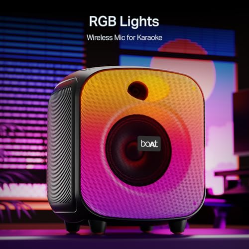 Boat 2025 Launch, PartyPal 65 Pro, 42W Signature Sound, Wireless Karaoke Mic, 8H Battery,RGB LEDs, TWS, Bass Boost, Multi Port, Bluetooth Speaker, Wireless Speaker, Portable Speaker (Premium Black) - Image 5
