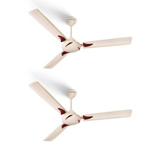 LONGWAY Creta P2 1200 mm/48 inch Ultra High Speed 3 Blade Anti-Dust Decorative Star Rated Ceiling Fan 2 Years Warranty (Ivory, Pack of 2)