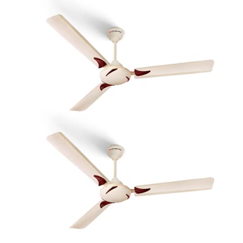 LONGWAY Creta P2 1200 mm/48 inch Ultra High Speed 3 Blade Anti-Dust Decorative Star Rated Ceiling Fan 2 Years Warranty (Ivory, Pack of 2)