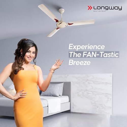 LONGWAY Creta P2 1200 mm/48 inch Ultra High Speed 3 Blade Anti-Dust Decorative Star Rated Ceiling Fan 2 Years Warranty (Ivory, Pack of 2) - Image 3