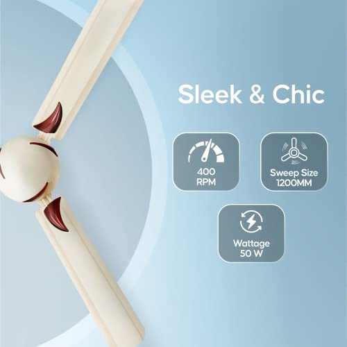 LONGWAY Creta P2 1200 mm/48 inch Ultra High Speed 3 Blade Anti-Dust Decorative Star Rated Ceiling Fan 2 Years Warranty (Ivory, Pack of 2) - Image 5