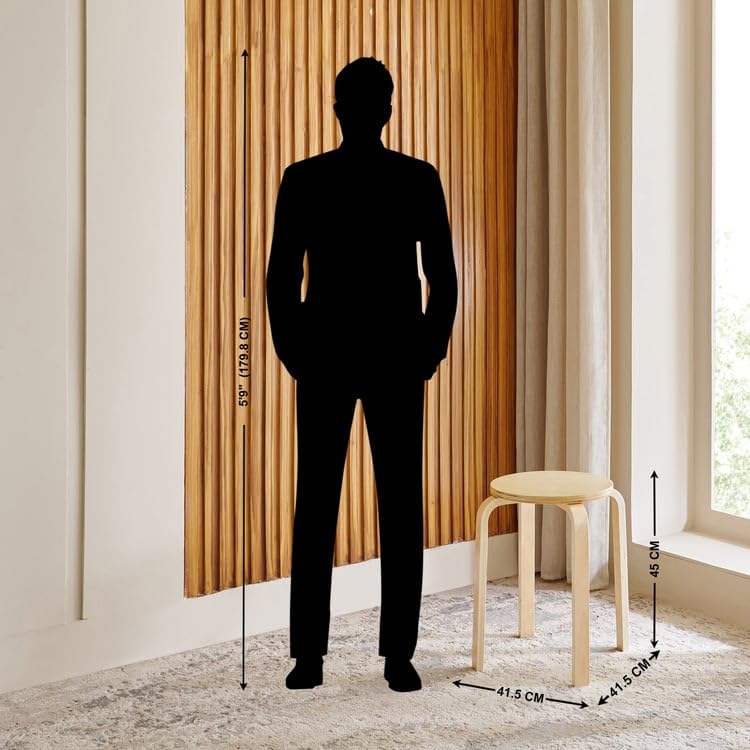 Home Centre Paulo Solid Wood Stool - Brown - Image 2