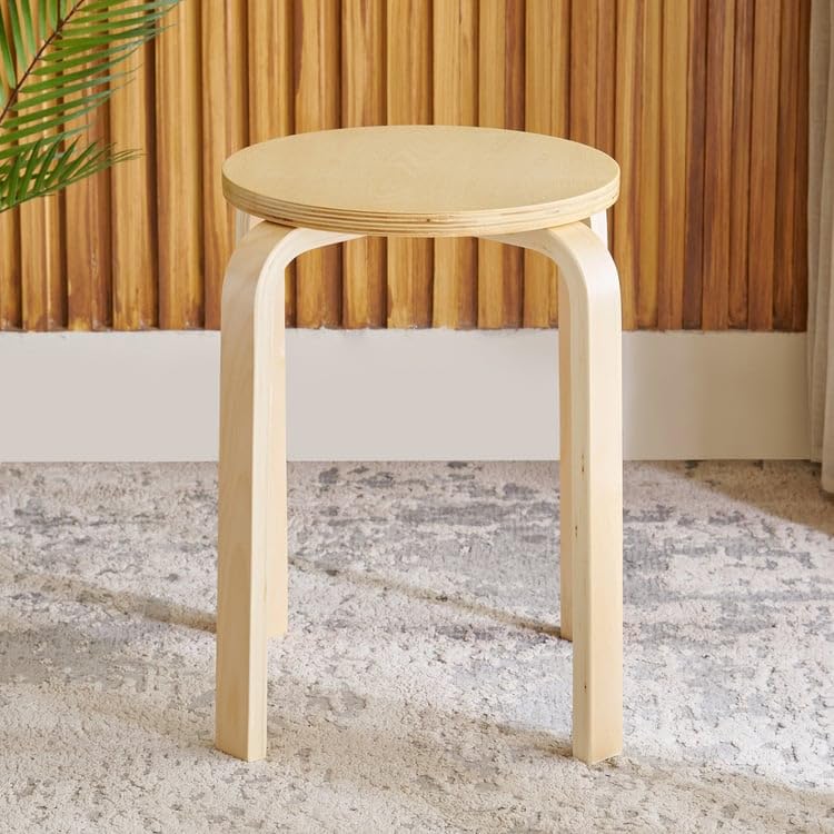 Home Centre Paulo Solid Wood Stool - Brown - Image 3