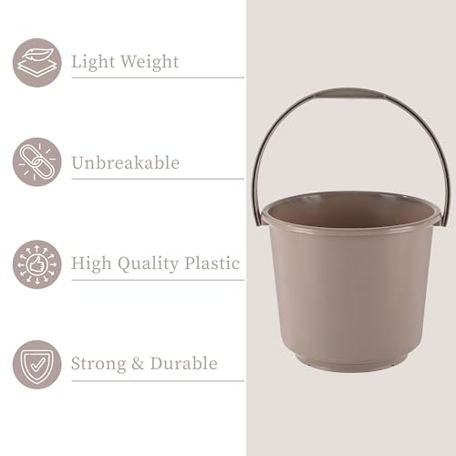 Heart Home Bucket | Plastic Bucket for Mopping | Bucket for Cleaning | Storage Container Bucket | Water Storage Bucket | Bathroom Bucket | Plain Bucket | 5 LTR | Brown - Image 7