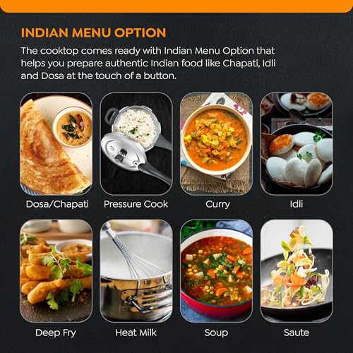 Prestige Iris Plus 1600 Watts Induction Cooktop | 4KV Surge Protection | 6 Preset Indian Menu Options & Timer | Soft Touch Button | Easy to Clean | Portable | 1Y Warranty | Black | BIS Certified - Image 4