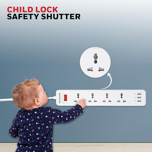 Honeywell 4 Outlet Extension Board with Master Switch, 6 Amps, 250V, 3xUSB, 4 International Sockets, Pure Copper, 6 Advanced Safety Features, 2 Mtr Power Cord, BIS Certified, 1 yr Warranty - Image 6