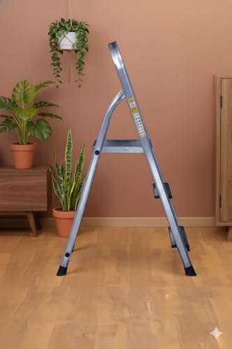 Aardwolf Quickfit Step Aluminium Ladder, Silver, Non-Slip Steps with Platform, 150 kg Load Capacity (3 Step) - Image 2