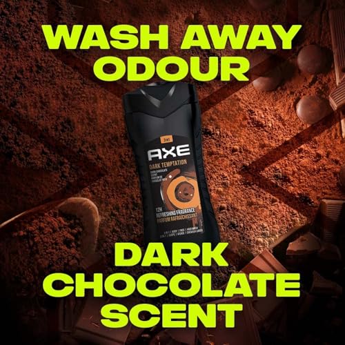 Axe Dark Temptation 3 In 1 Body, Face & Hair Wash for Men, Long-Lasting Refreshing Dark Chocolate Fragrance Natural Origin Ingredients, Removes Odor & Bacteria, Dermatologically Tested, 400ml - Image 4