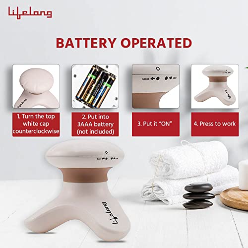 Lifelong Battery Powered Mini Head and Body Massager, Brown - Image 5