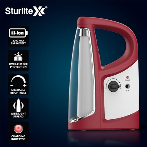 Sturlite Pton 12W LED Portable Lantern| 2200mAh Rechargeable Li-ion Battery| Upto 15Hrs Long Battery Back Up| 360° Light Spread & Knob for Brightenss Adjustment LED Lamp - (Pack of 1) - Image 3