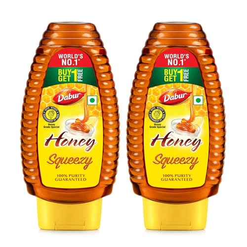 Dabur Honey - 450g (225g x 2, Buy 1 Get 1 Free) | 100% Pure | World's No.1 Honey Brand with No Sugar Adulteration | For Fitness & Health | Natural Immunity Booster | 100% Indigenous | Rich in Antioxidants & Minerals