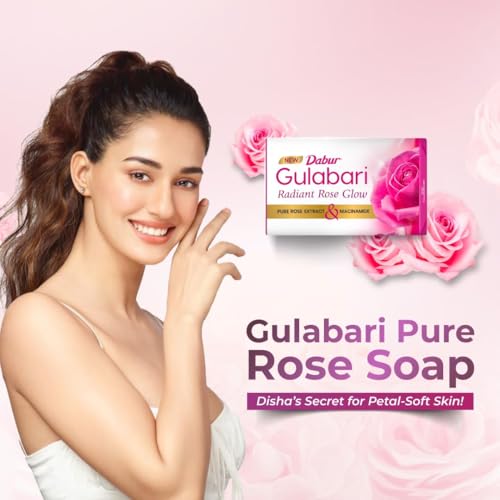 Dabur Gulabari Pure Rose Soap 150g (Pack of 4) | Moisturizing Bathing Soap for Radiant Glowing Skin & Body | Glycerine & Niacinamide | Long Lasting Fragrance | For Men & Women - Image 3