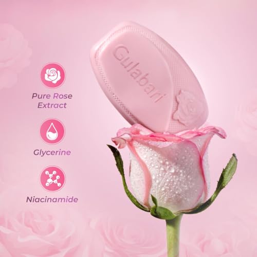 Dabur Gulabari Pure Rose Soap 150g (Pack of 4) | Moisturizing Bathing Soap for Radiant Glowing Skin & Body | Glycerine & Niacinamide | Long Lasting Fragrance | For Men & Women - Image 5