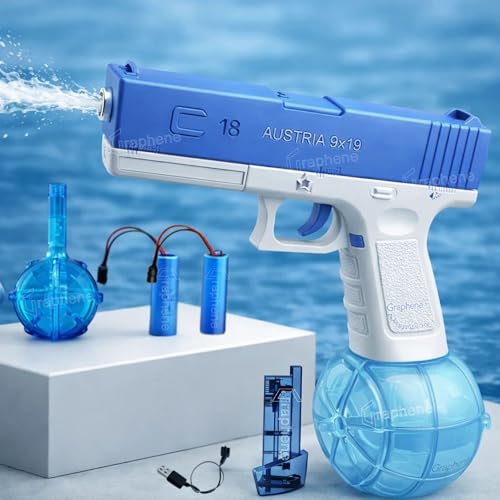 GRAPHENE Holi Pichkari Glock Automatic Electric Water Gun Toy for Kids High Pressure Rechargeable Battery G Lock Pichkari Holi Toy Rapid Fire Squirt Long-Range Powerful Play Water Blaster 4+ Boy Girl