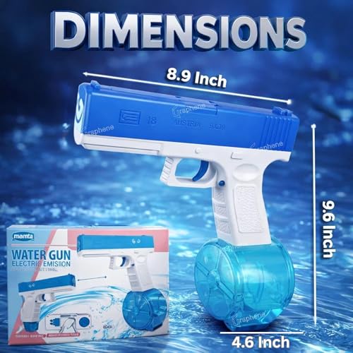 GRAPHENE Holi Pichkari Glock Automatic Electric Water Gun Toy for Kids High Pressure Rechargeable Battery G Lock Pichkari Holi Toy Rapid Fire Squirt Long-Range Powerful Play Water Blaster 4+ Boy Girl - Image 3