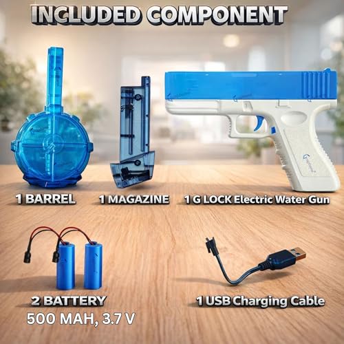 GRAPHENE Holi Pichkari Glock Automatic Electric Water Gun Toy for Kids High Pressure Rechargeable Battery G Lock Pichkari Holi Toy Rapid Fire Squirt Long-Range Powerful Play Water Blaster 4+ Boy Girl - Image 4