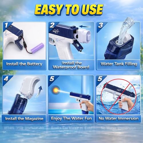 GRAPHENE Holi Pichkari Glock Automatic Electric Water Gun Toy for Kids High Pressure Rechargeable Battery G Lock Pichkari Holi Toy Rapid Fire Squirt Long-Range Powerful Play Water Blaster 4+ Boy Girl - Image 5