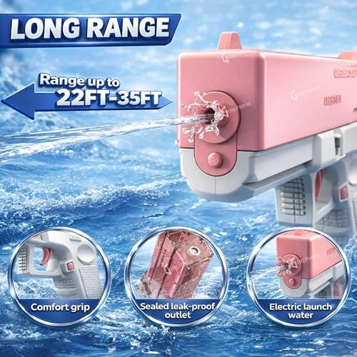 GRAPHENE Holi Pichkari Glock Automatic Electric Water Gun Toy for Kids High Pressure Rechargeable Battery G Lock Pichkari Holi Toy Rapid Fire Squirt Long-Range Powerful Play Water Blaster 4+ Boy Girl - Image 6