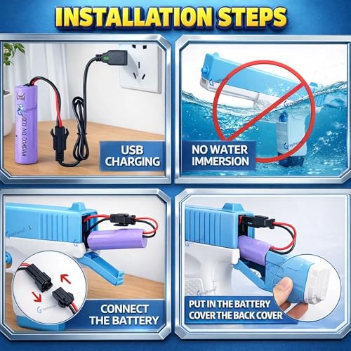 GRAPHENE Holi Pichkari Glock Automatic Electric Water Gun Toy for Kids High Pressure Rechargeable Battery G Lock Pichkari Holi Toy Rapid Fire Squirt Long-Range Powerful Play Water Blaster 4+ Boy Girl - Image 7