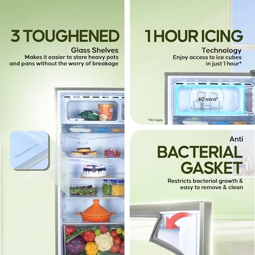 Haier 190L 5 Star Direct Cool Single Door Refrigerator | 3 Toughened Glass Shelves | Fast Ice Making in Just 60 minutes | Large Veg Box| Easy Clean Back (HED-205DS-P, Dazzle Steel) - Image 3