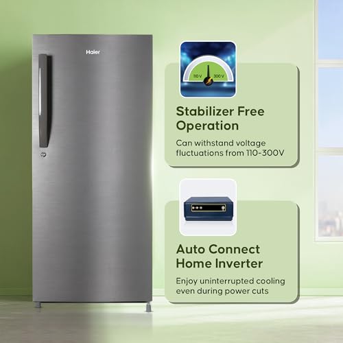 Haier 190L 5 Star Direct Cool Single Door Refrigerator | 3 Toughened Glass Shelves | Fast Ice Making in Just 60 minutes | Large Veg Box| Easy Clean Back (HED-205DS-P, Dazzle Steel) - Image 4